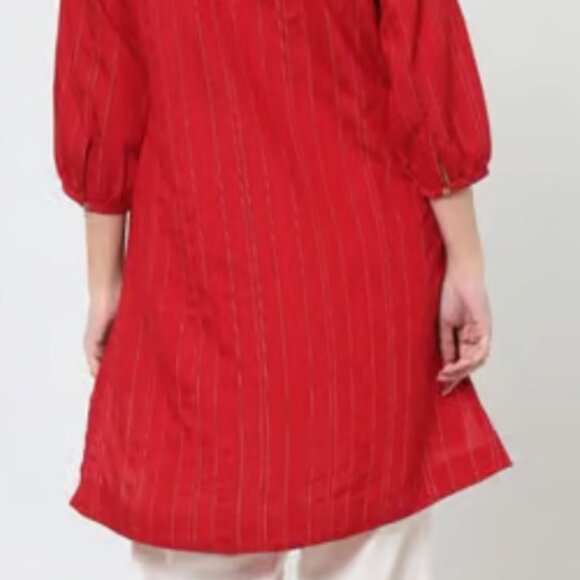 Marigold Lane Red Striped Womens Kurta Size XS - Picture 2 of 8